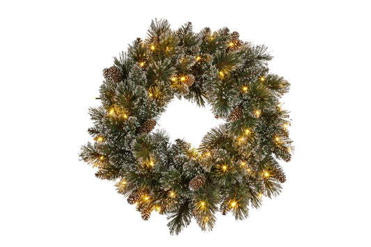 Christabelle 61cm Christmas Wreath Cashmere Pine with LED Lights Front Door Decoration Ornament