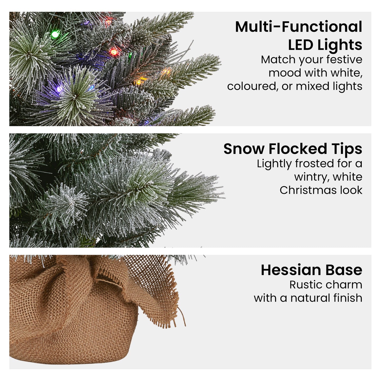 Christabelle 61cm Pre-Lit Snowy Stamford Spruce Battery-Operated Mini Christmas Tree Multi-Functional LED Timer