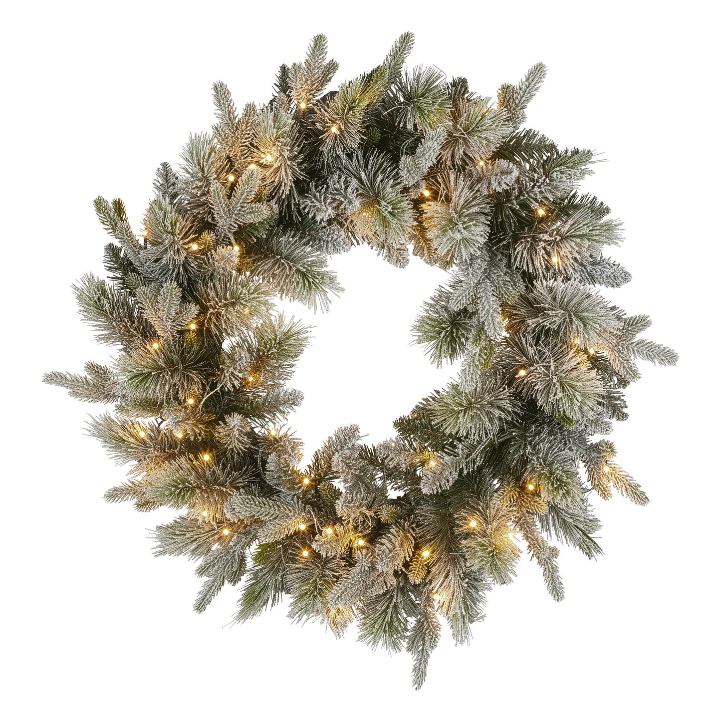 Christabelle 76cm Christmas Wreath Snowy Stamford Spruce with LED Lights Front Door Decoration Ornament