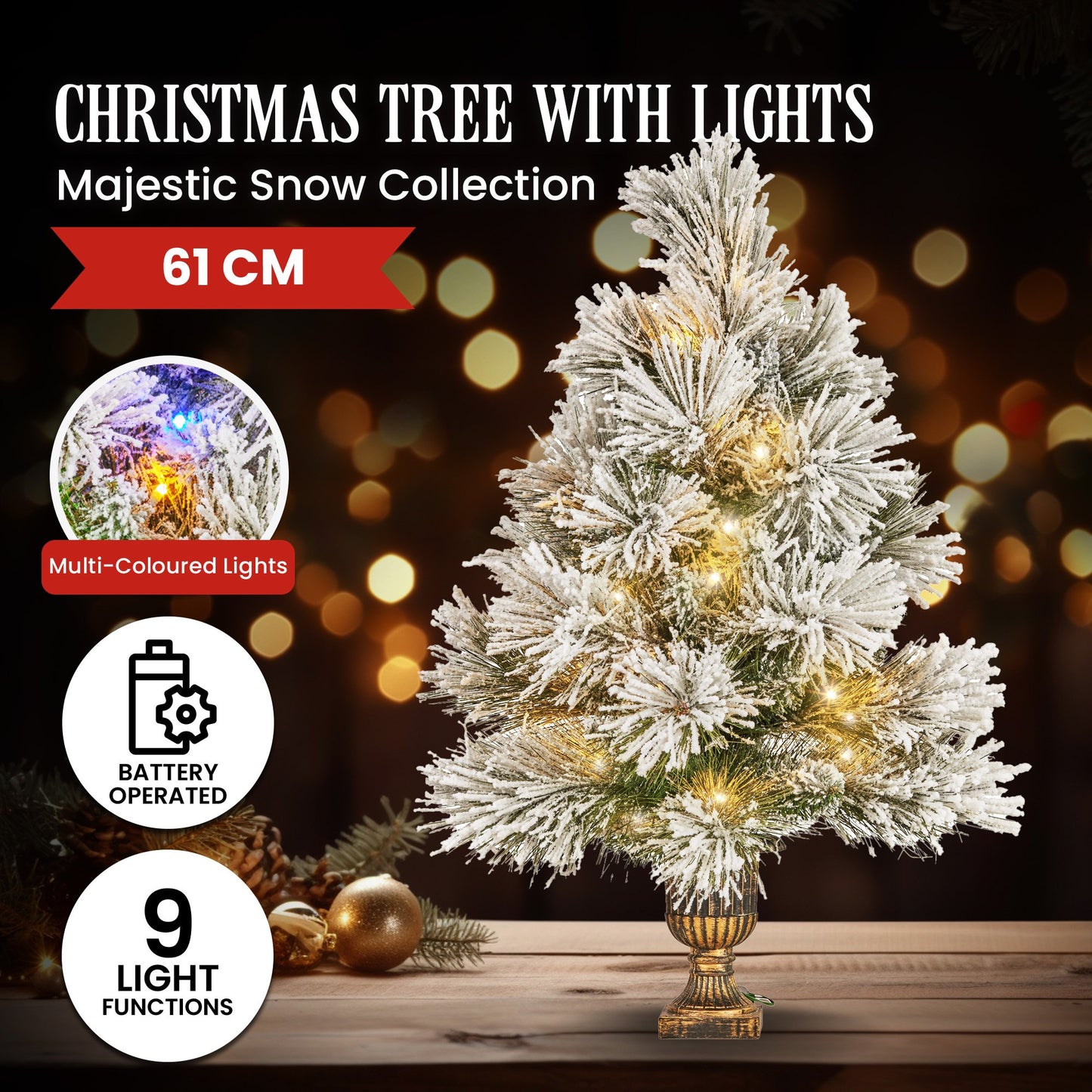 Christabelle 61cm Majestic Snow Tabletop Prelit Christmas Tree