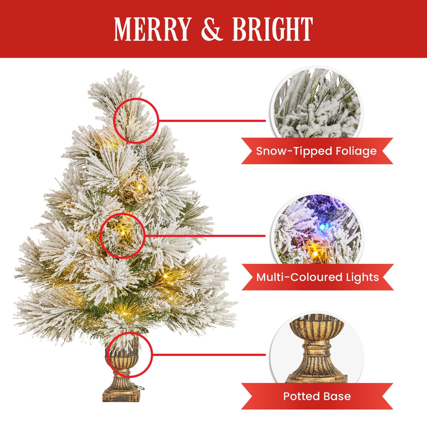 Christabelle 61cm Majestic Snow Tabletop Prelit Christmas Tree