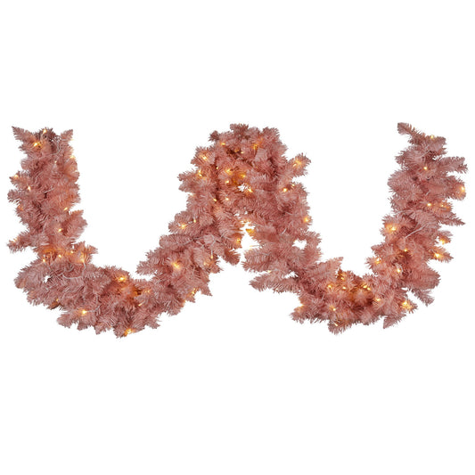 Christabelle 274cm Pretty In Pink Christmas Garland With Led Lights