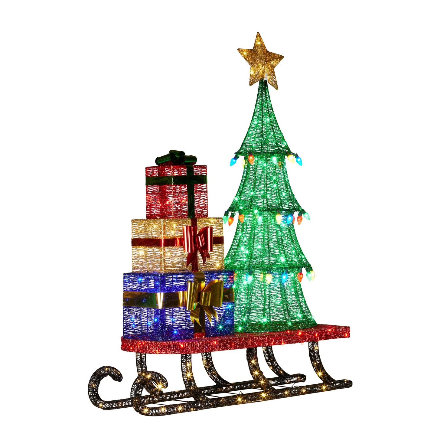 Christabelle Christmas Display Sled 183cm With Tree And Presents Led Lights & C9 Bulbs