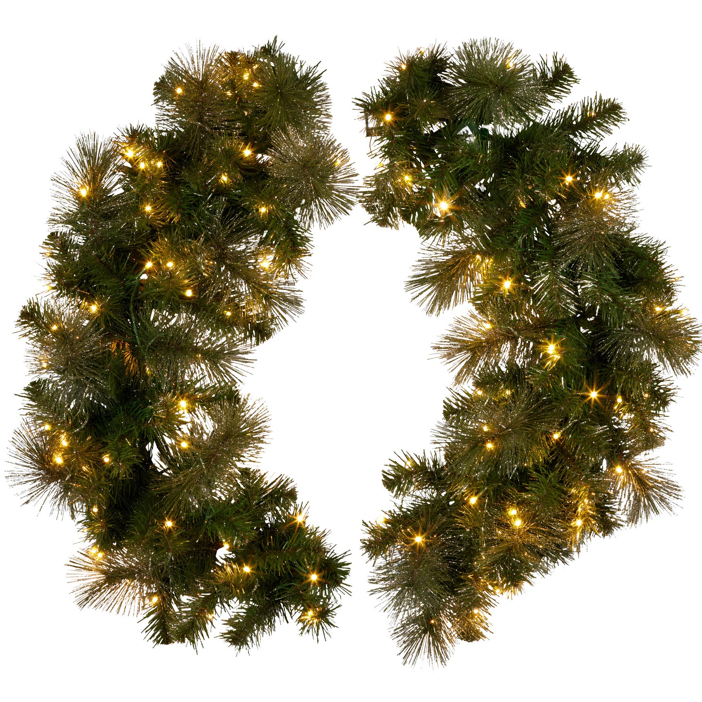 Christabelle 76cm Split Christmas Wreath with LED Lights for Double Front Doors Decoration