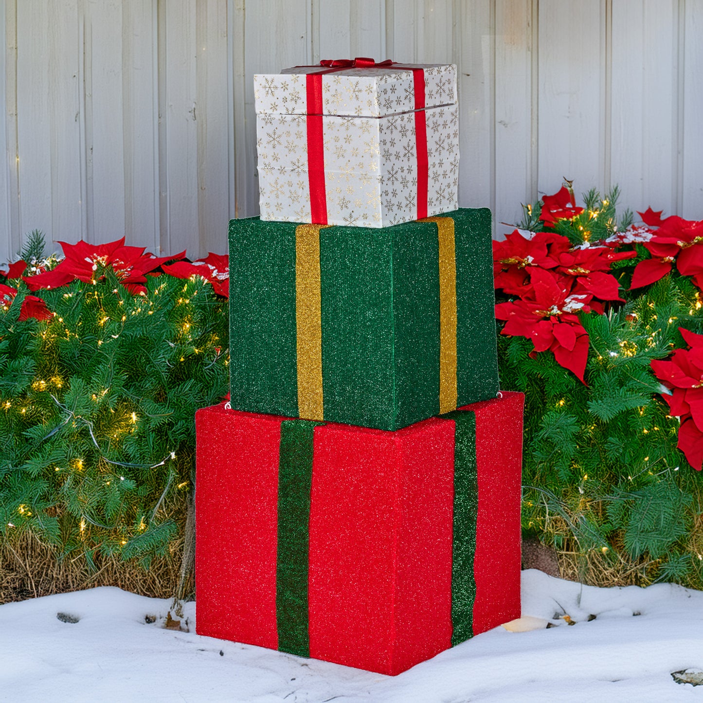 Christabelle 122cm Animated Present Stack Santa Led Lights Christmas Tree Decor