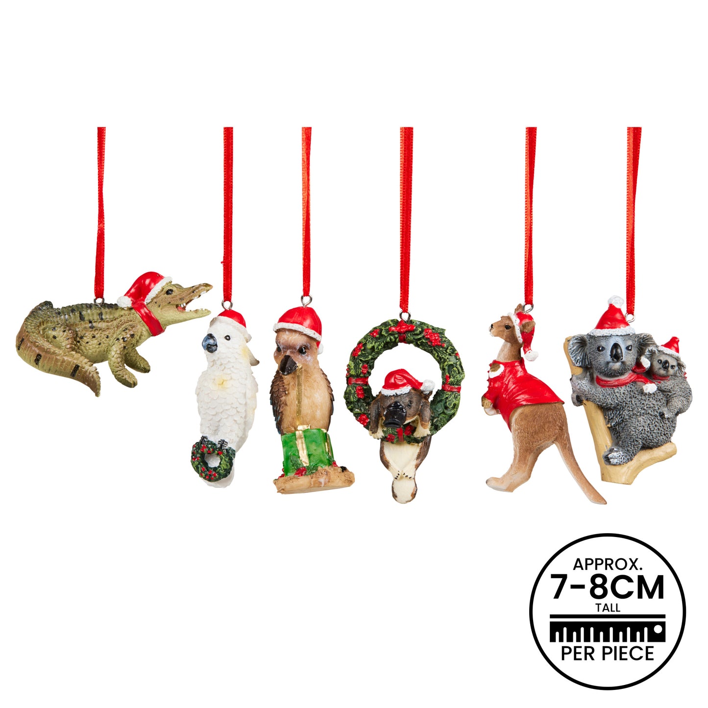 Christabelle Christmas Aussie Animals Pack of 6 Baubles Tree Decoration Ornaments Gift Pack
