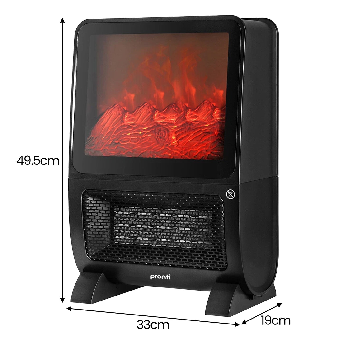 Pronti 2000W 3D Fire PTC Electric Portable Room Heater
