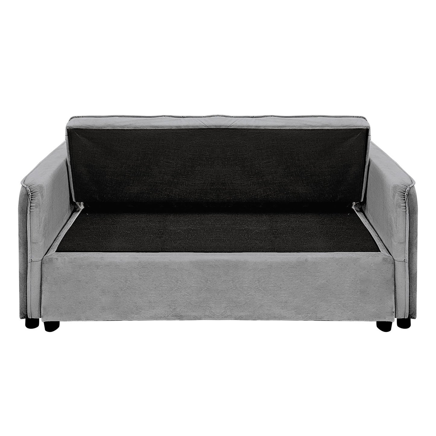 Sarantino Quincy 2-Seater Velvet Sofa Bed in Dark Grey with Wooden Frame and Tufted Design