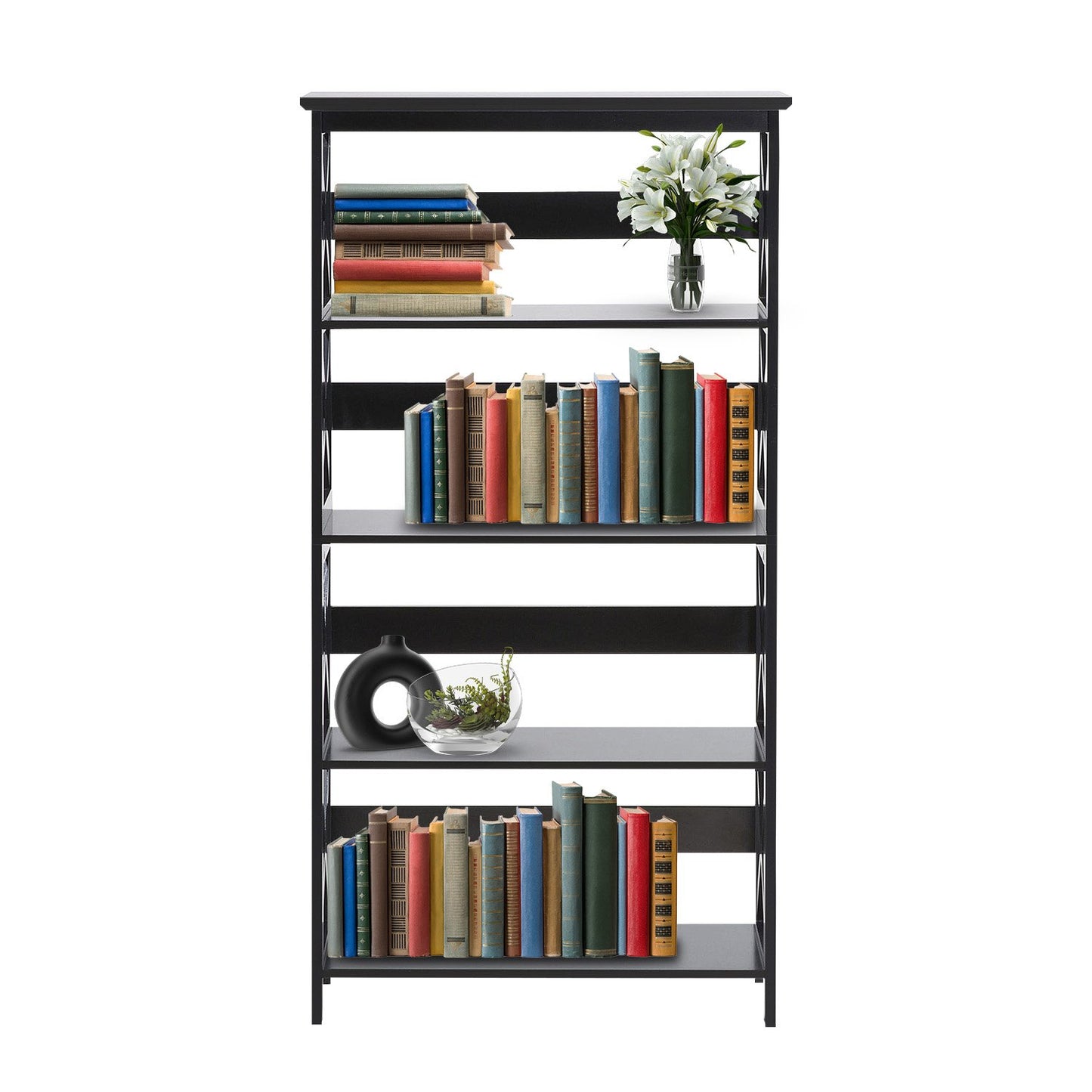 Sarantino Daphne 5-tier Cross Panel Bookshelf