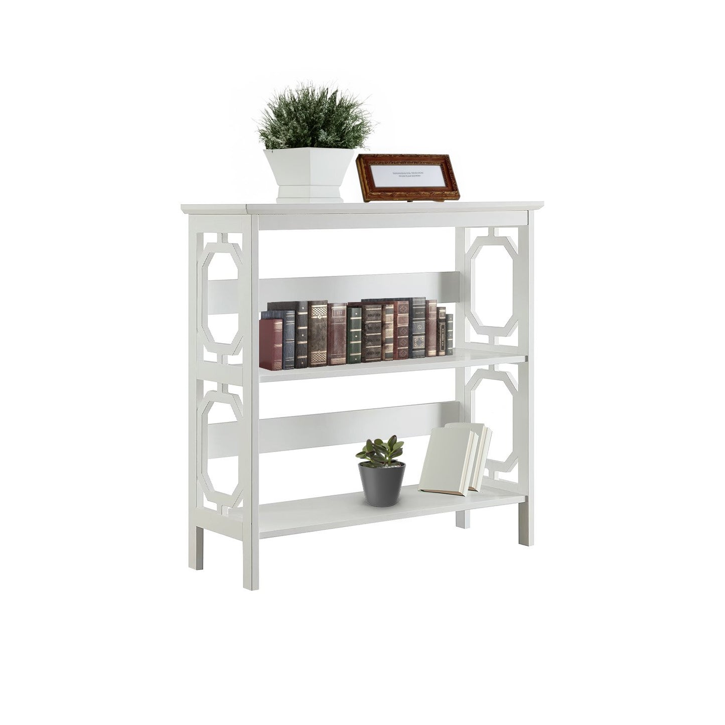 Sarantino Laurel 3-Tier Bookshelf Display Rack in White