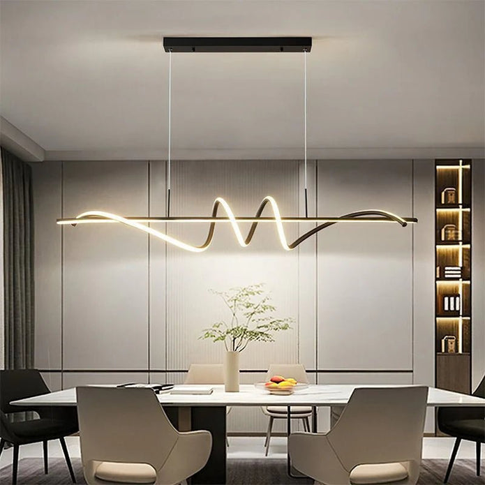 BAMDECOR A202 Modern LED Linear Pendant Lights with Dimmable LED  (160cm/180cm-Black) 1.5 Meters