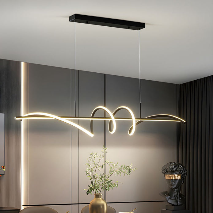 BAMDECOR A202 Modern LED Linear Pendant Lights with Dimmable LED  (160cm/180cm-Black) 1.5 Meters