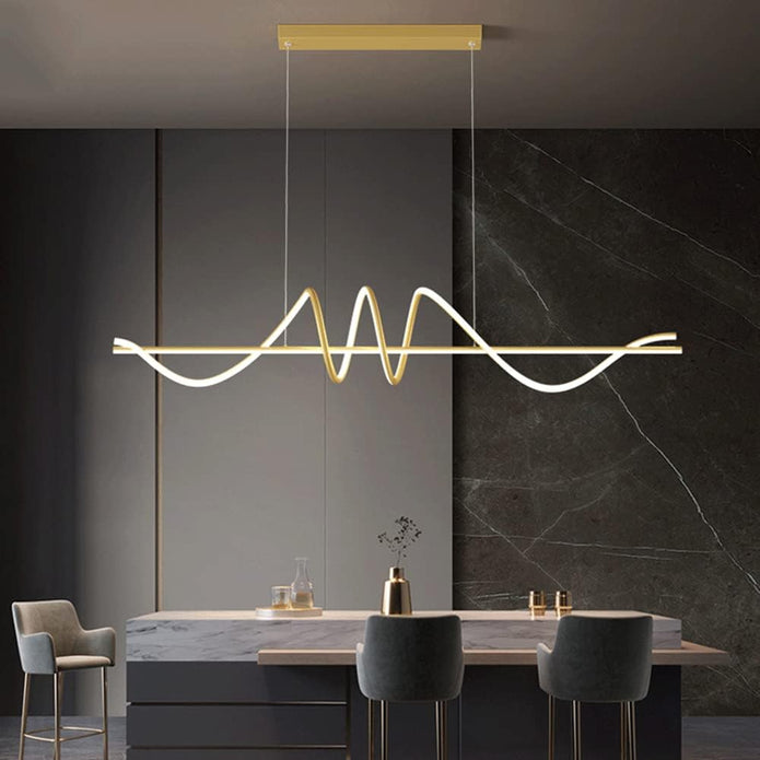 BAMDECOR A202 Modern LED Linear Pendant Lights with Dimmable LED  (160cm/180cm-Gold) 1.5 Meters