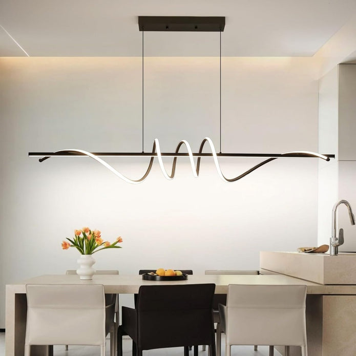 BAMDECOR A202 Modern LED Linear Pendant Lights with Dimmable LED  (160cm/180cm-Black) 1.8 Meters