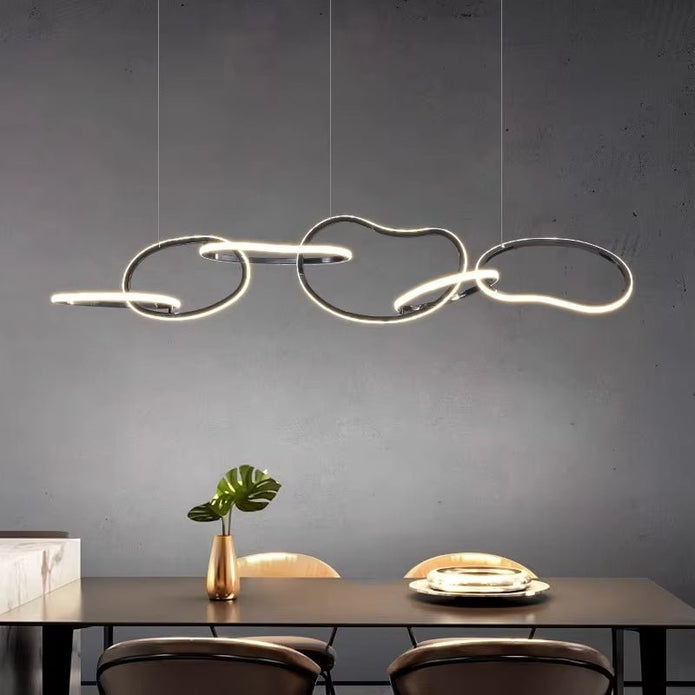 BAMDECOR A24126 Nordic Minimalist LED Pendant Light Adjustable Modern Ring Chandelier for Dining Room and Bar (Black) 1.5 Meters