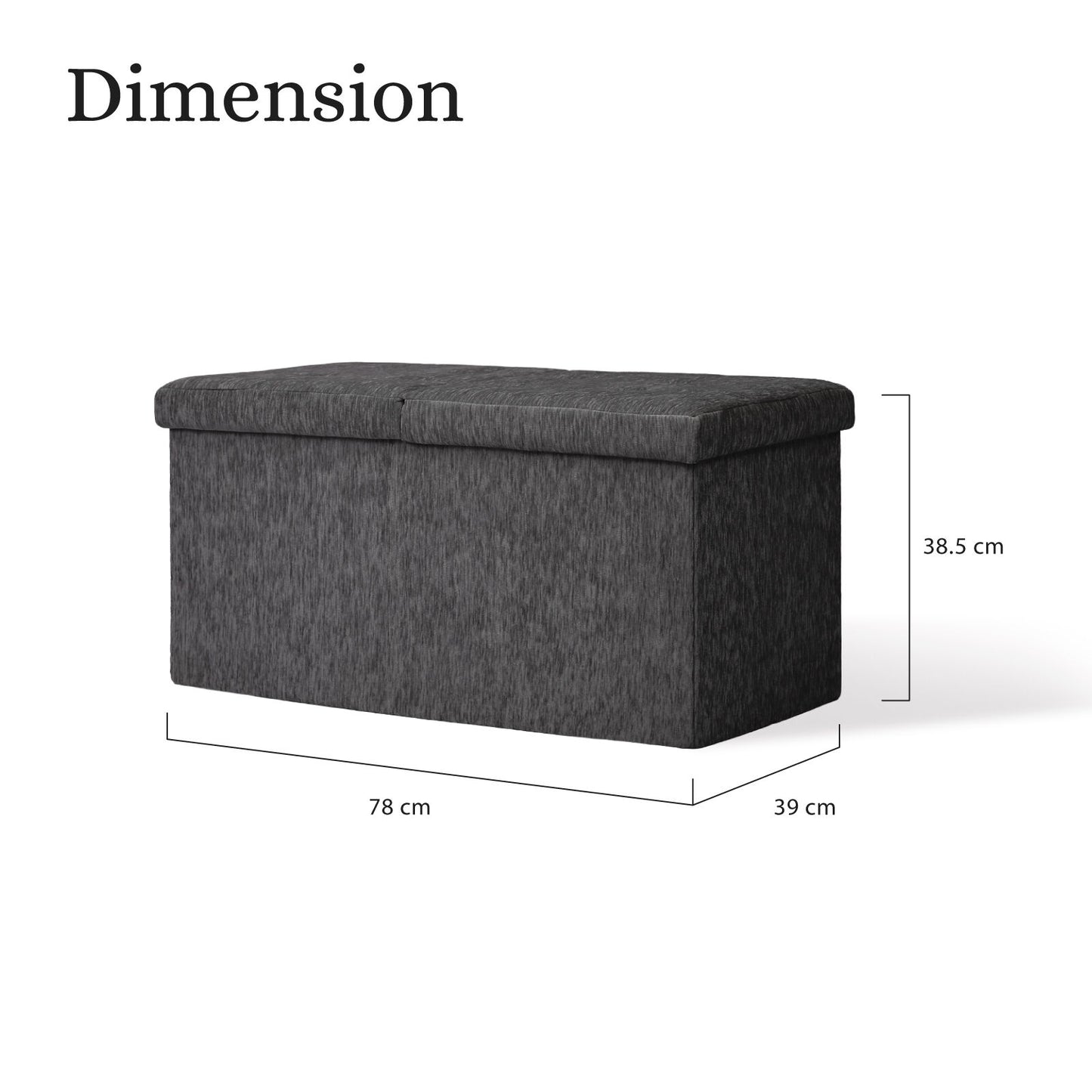 Foldable Storage Ottoman - Flip Lid Side Table Toy Blanket Organiser Seat KIRA BLACK