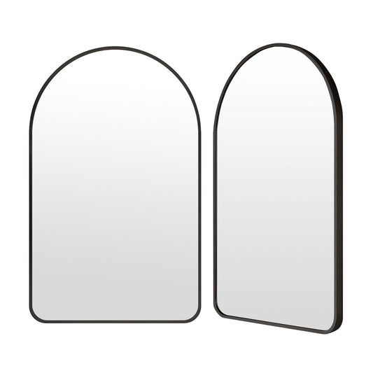 2 Set Wall Arch Mirror Arc Aluminum Frame Bathroom 50x80cm BLACK