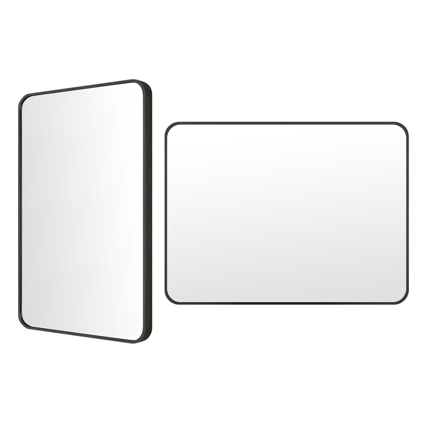 2 Set Wall Mirror Rectangular Aluminum Frame Bathroom 60x80cm BLACK