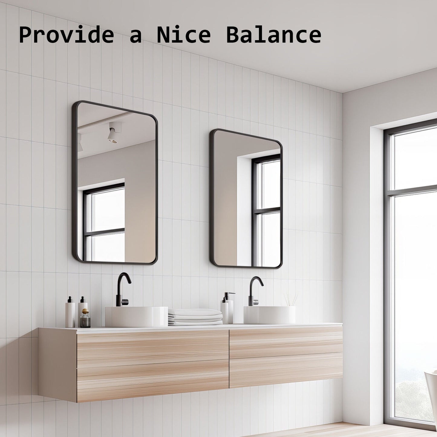 2 Set Wall Mirror Rectangular Aluminum Frame Bathroom 60x80cm BLACK