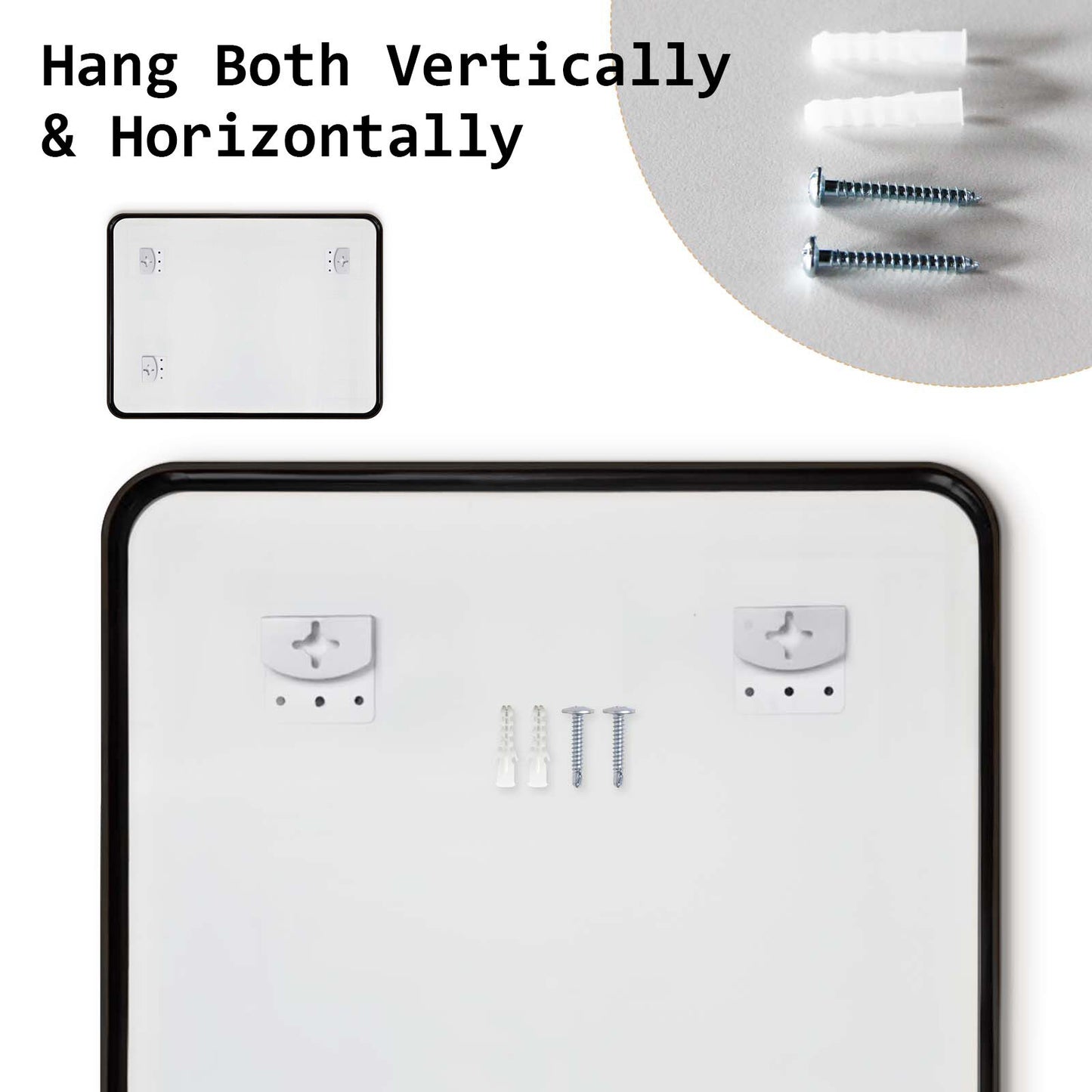 2 Set Wall Mirror Rectangular Aluminum Frame Bathroom 60x80cm BLACK