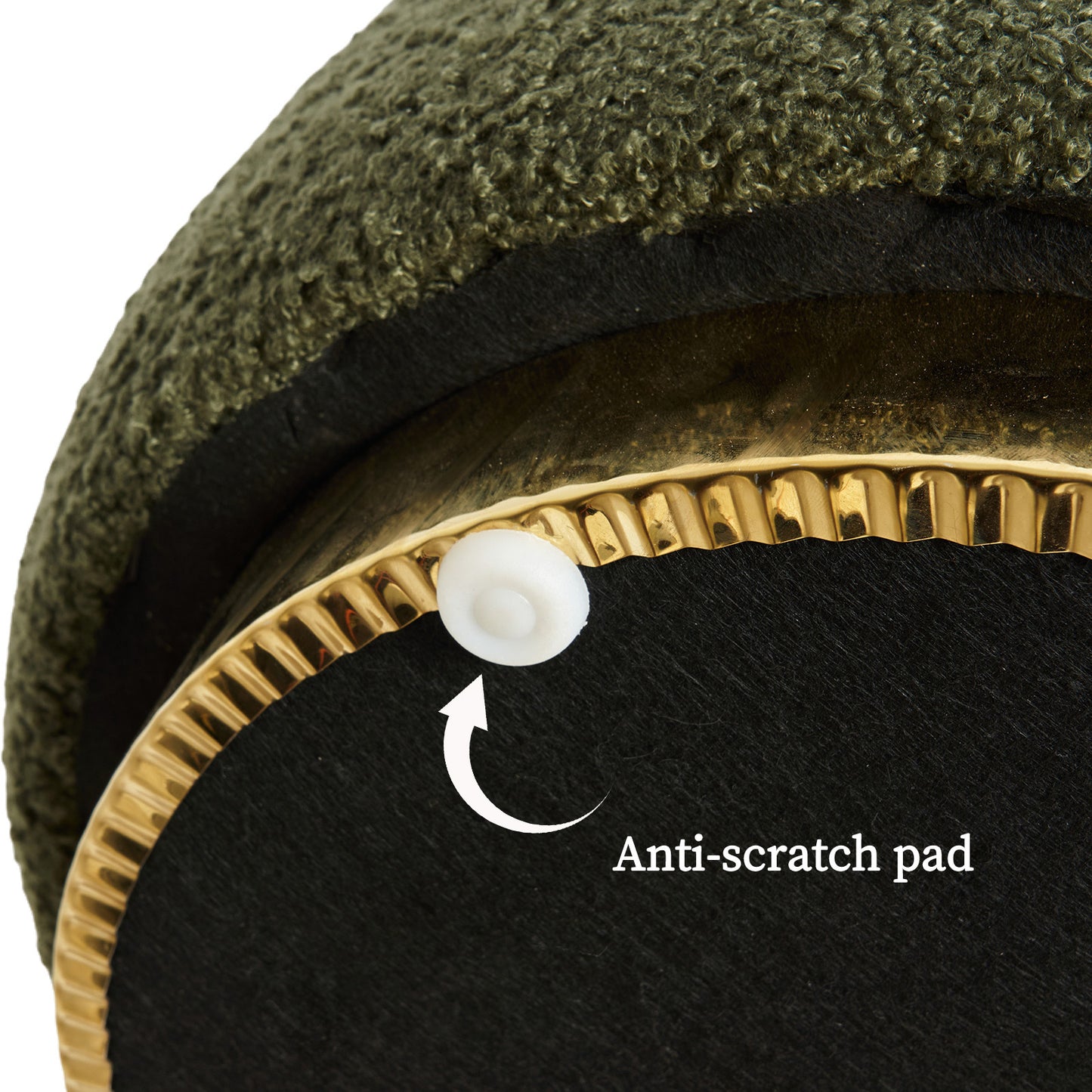 2X Round Stacked Ottoman Stool Teddy Fleece Fabric Foot Rest 38cm GREEN