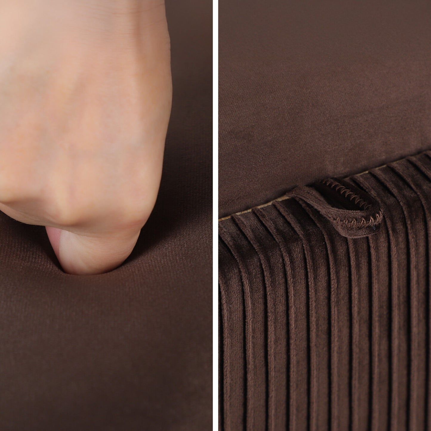 Coffee Table Storage Ottoman - Velvet Padded Blanket Box Bench IRENE BROWN