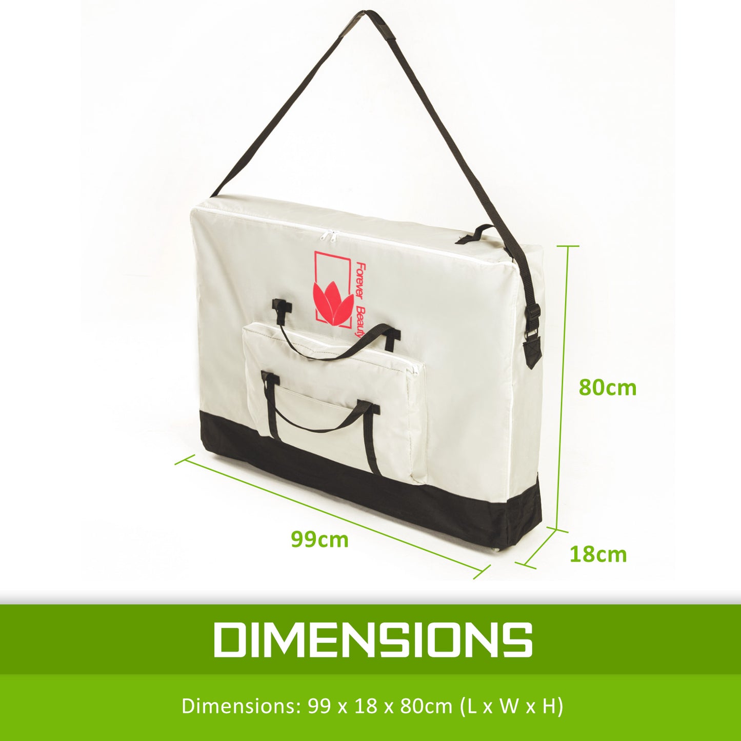 Massage Table Bed Portable Delux Wheeled Carry Bag 75cm WHITE