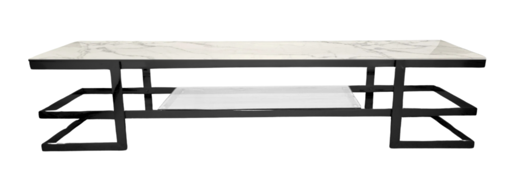 Alexa Black TV Unit - White Marble