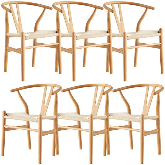 Anemone  Set of 6 Wishbone Dining Chair Beech Timber Replica Hans Wenger Natural