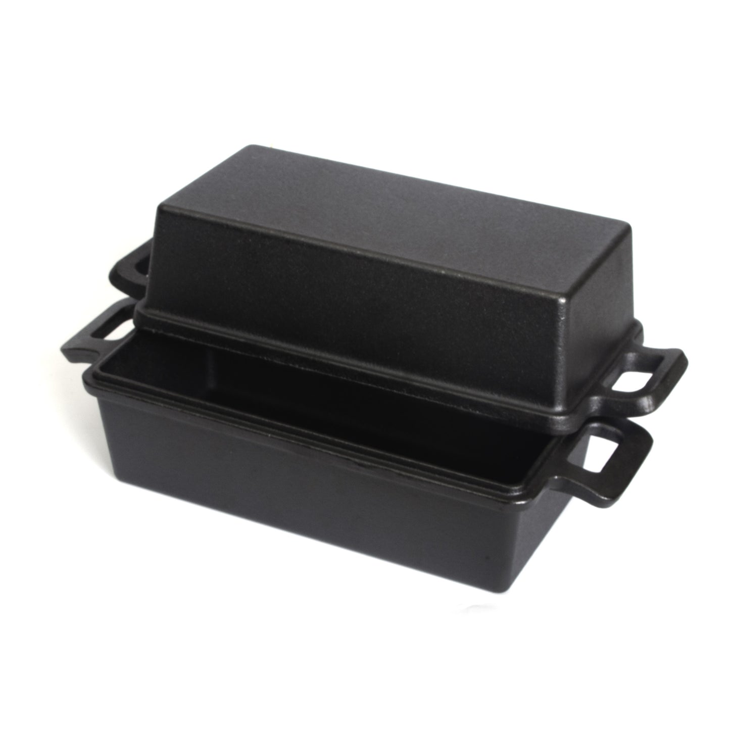 2-in-1 Cast Iron Bread Loaf Pan Tin with Lid Dual Use Baking Dish with Ergonomic Handles, Pre-Seasoned for Oven Cooking