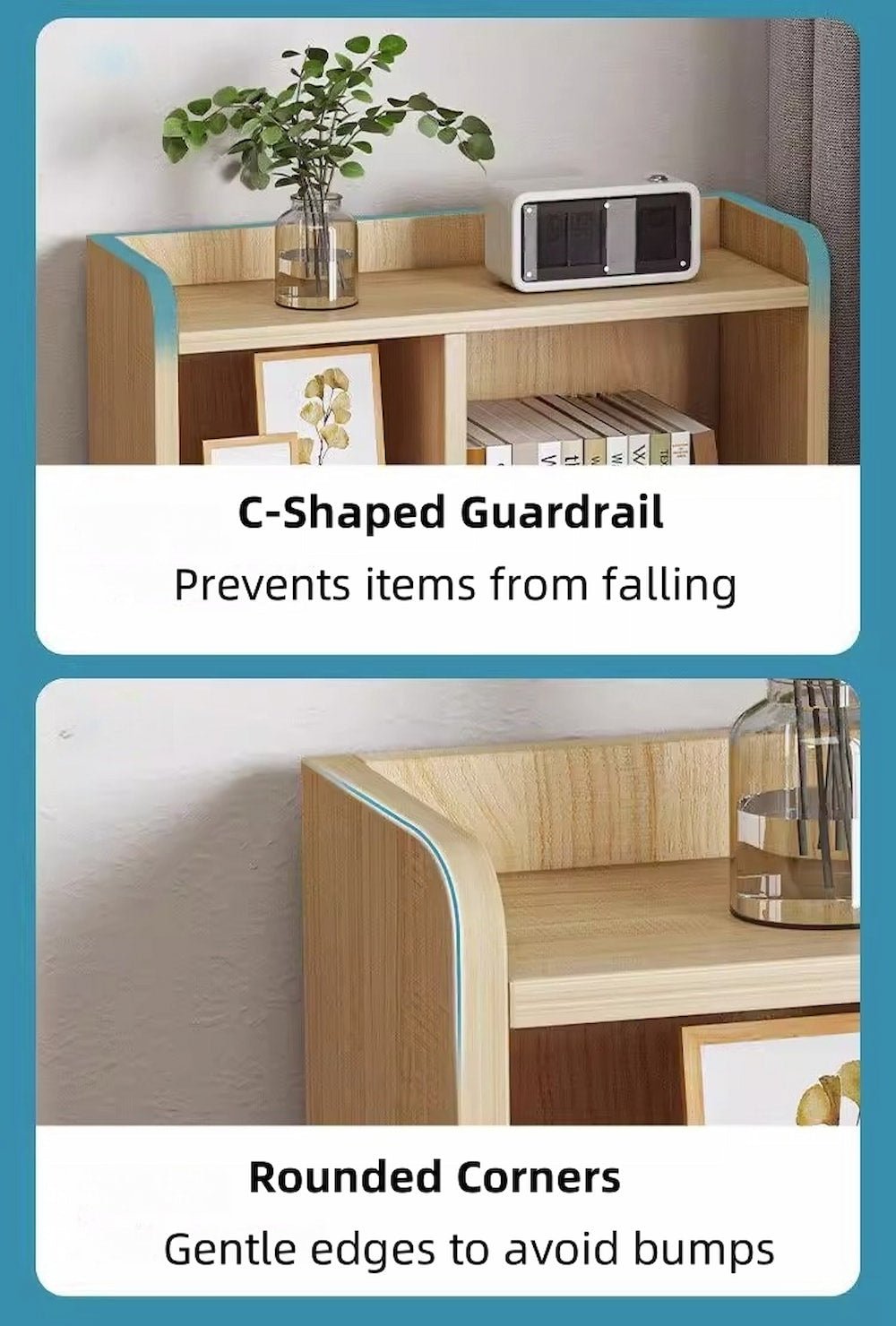 2x bedside table pair lockable drawer curved sides modern design bedroom