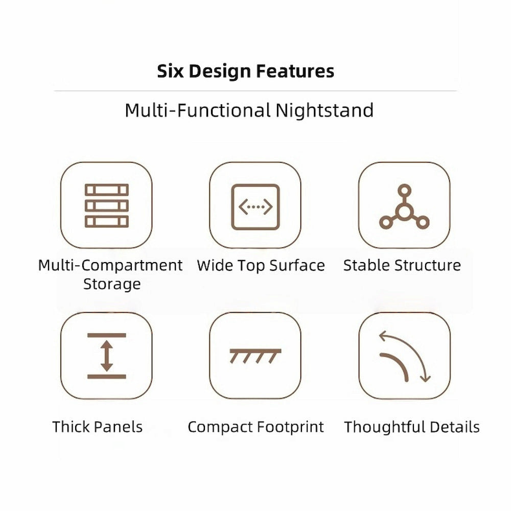 Compact Nightstand Wooden Legs Open Shelves Side Compartment White Wood Design