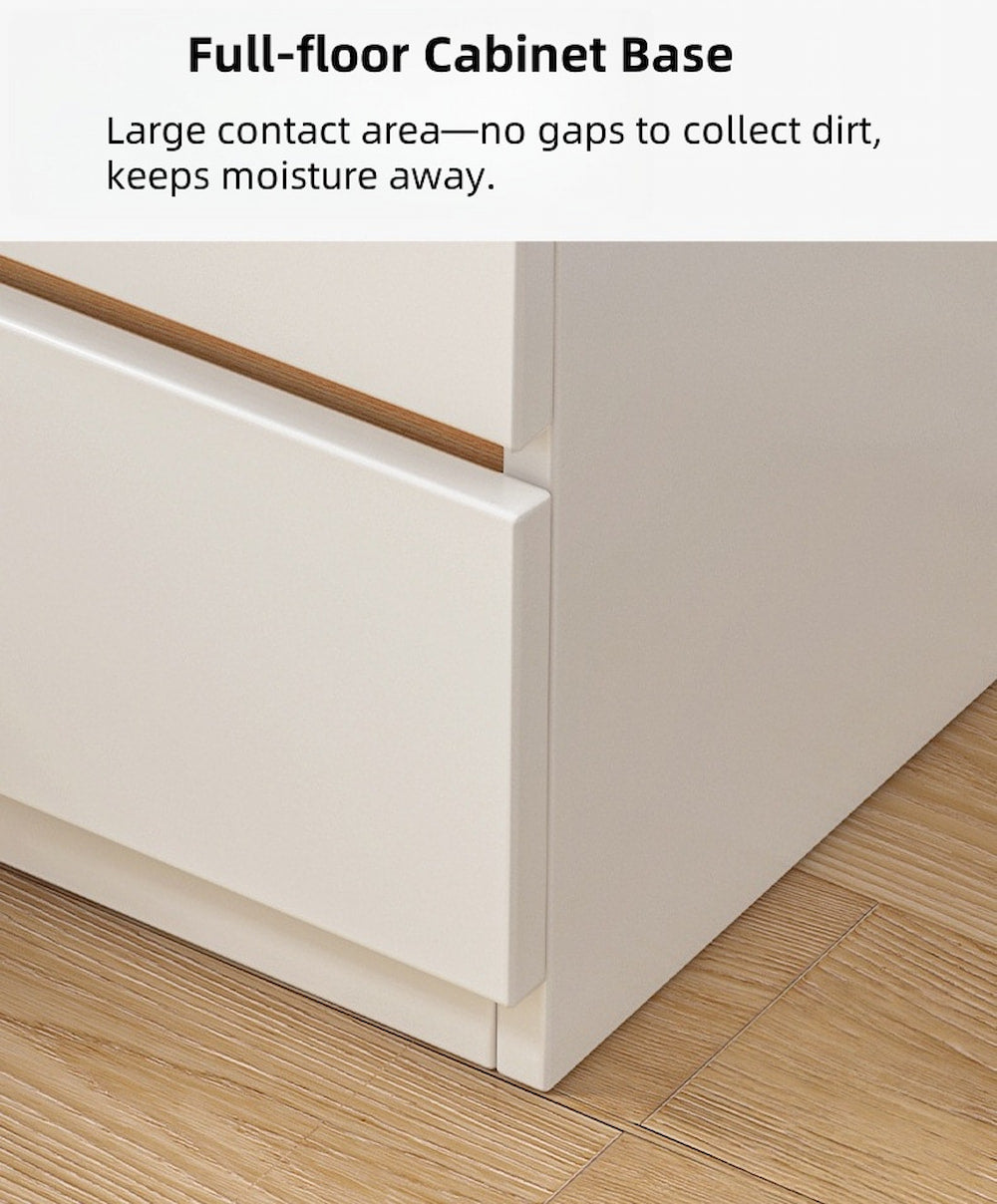 2x Modern bedside table set with drawers, minimalist design, white finish.