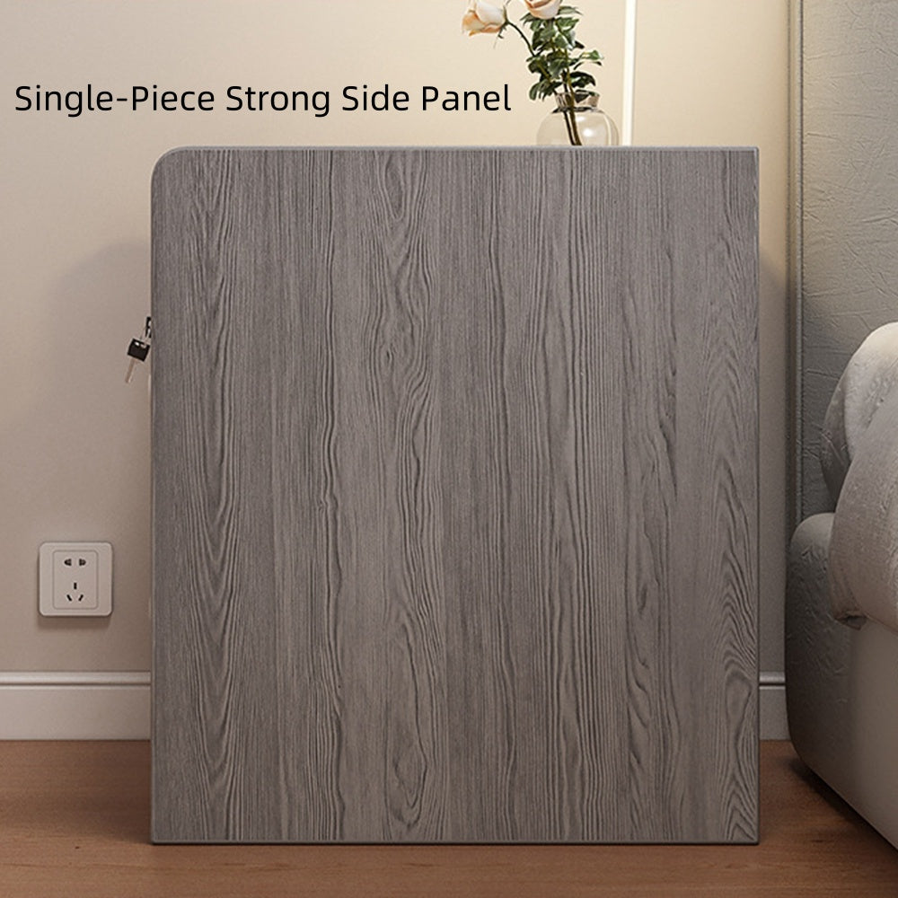 2x bedside table set vintage walnut tray drawer wooden nightstand pair