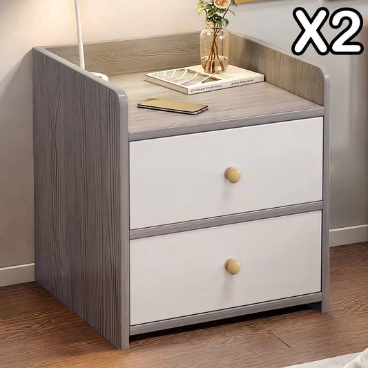 2x Modern bedside table with drawers, minimalist design, bedroom furniture