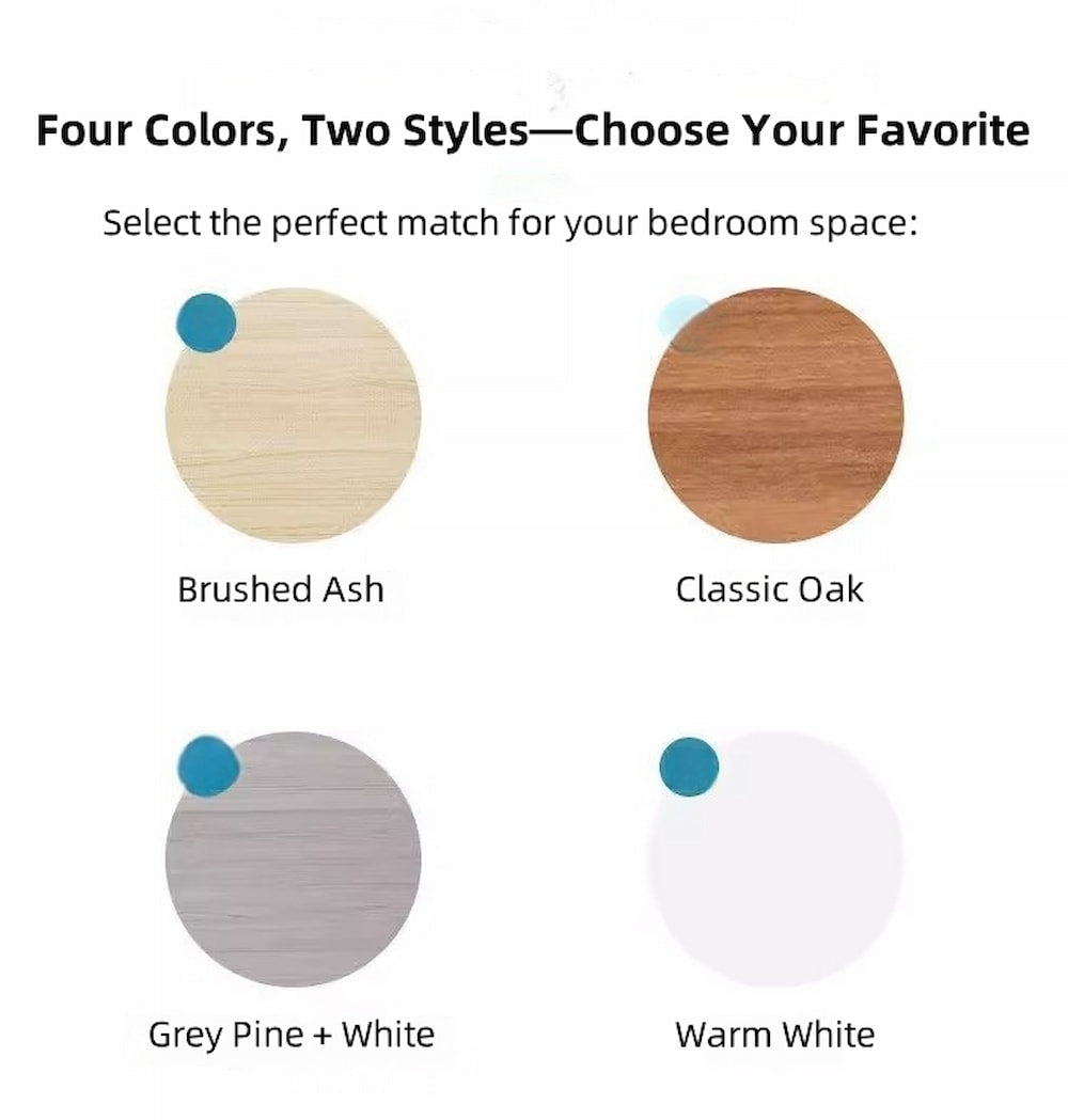 2x Bedside Table Pair White 3 Drawers Wooden Knobs Modern Minimalist Design