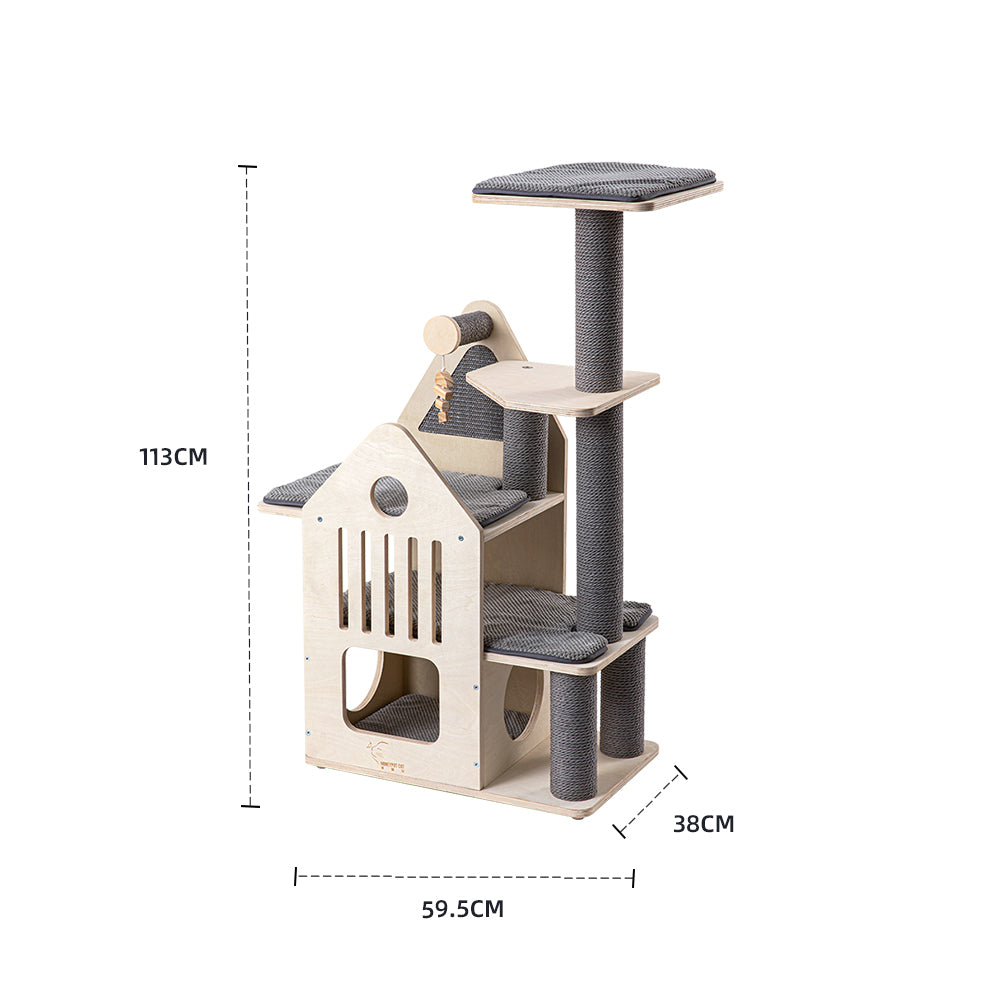 HONEYPOTCAT Deluxe Two-Level Cat Villa - 113cm