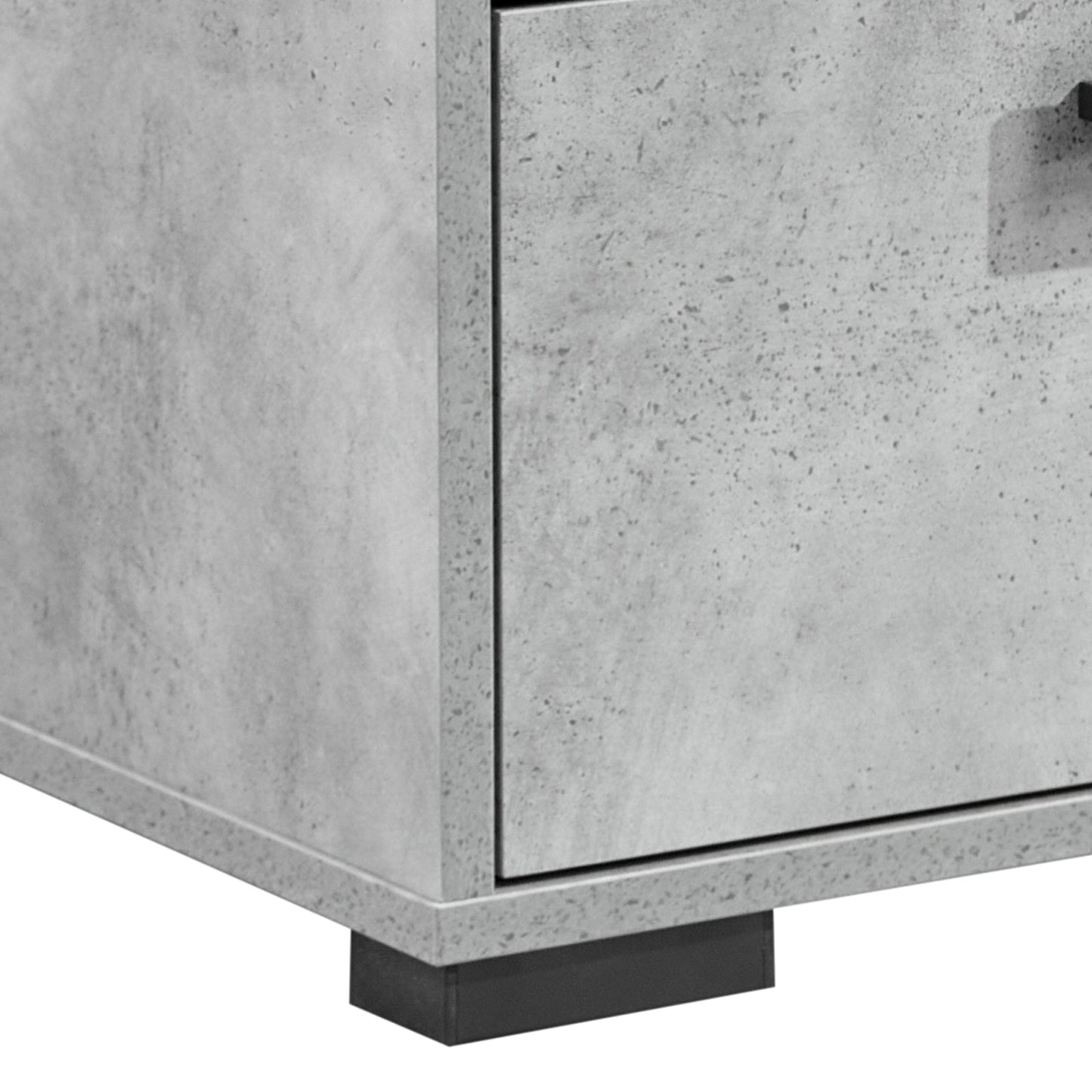 Bedside Table with 2 Storage Drawers MDF Combination of Black & Cement Colour Nightstand