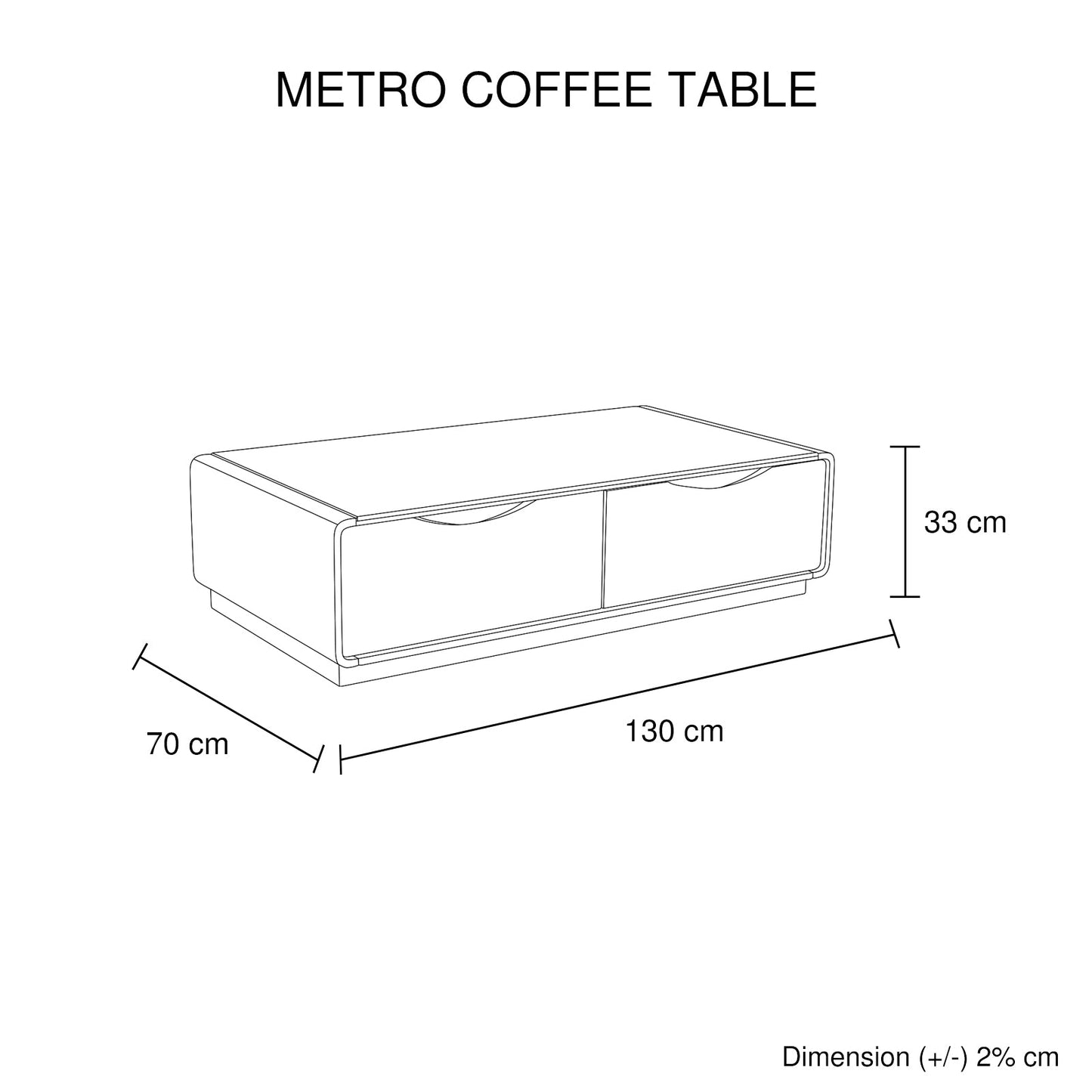 Coffee Table High Gloss Finish MDF Black & White Colour with 2 Drawers Storage