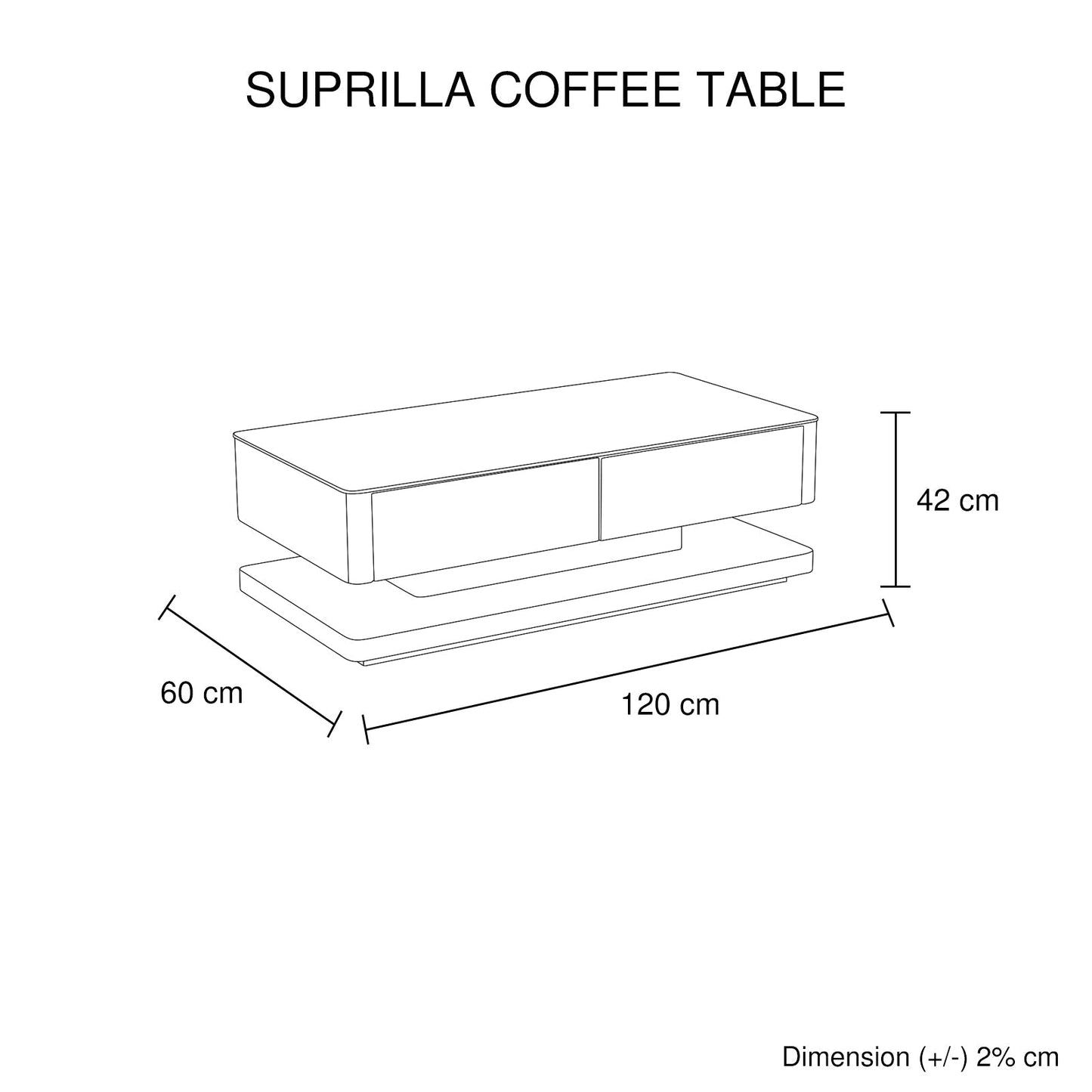 Stylish Coffee Table High Gloss Finish in Shiny Black Colour with 4 Drawers Storage