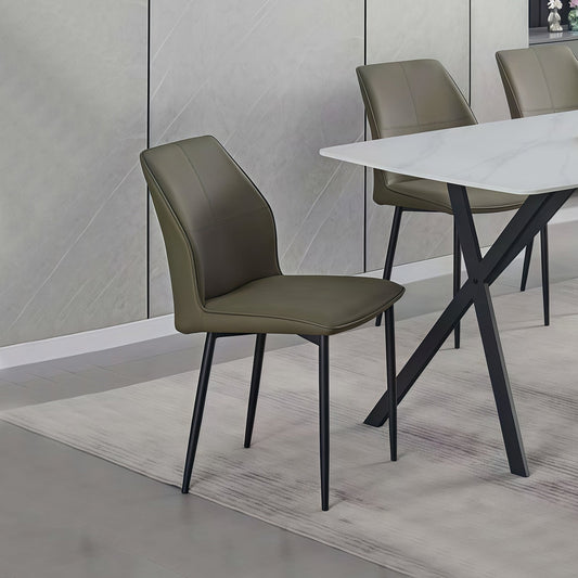 6x Dining Chair Brown Faux Leather Upholstered Seat Powder Coated Iron Legs