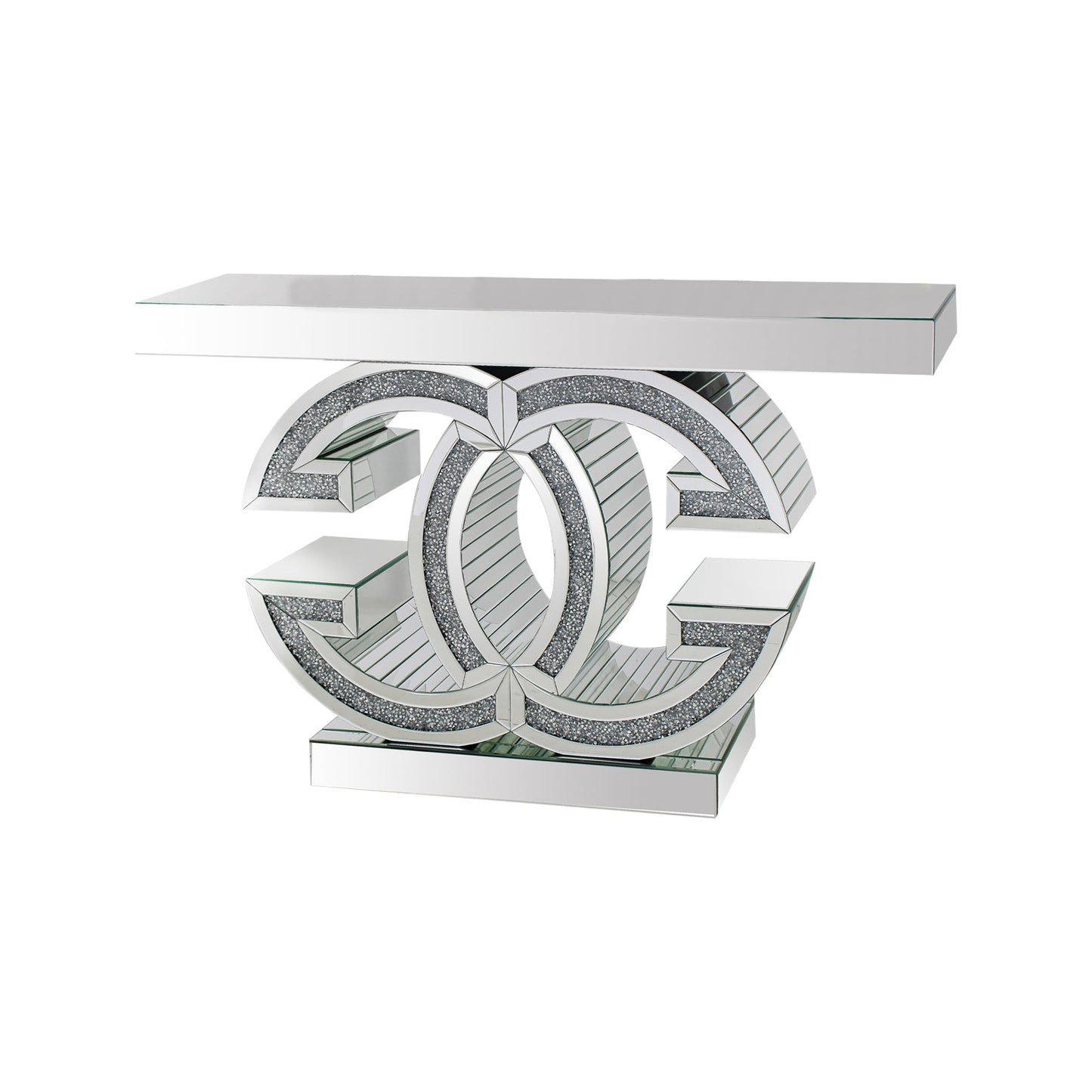 Hall Table MDF & Mirror & Crushed Acrylic Diamonds Silver Colour