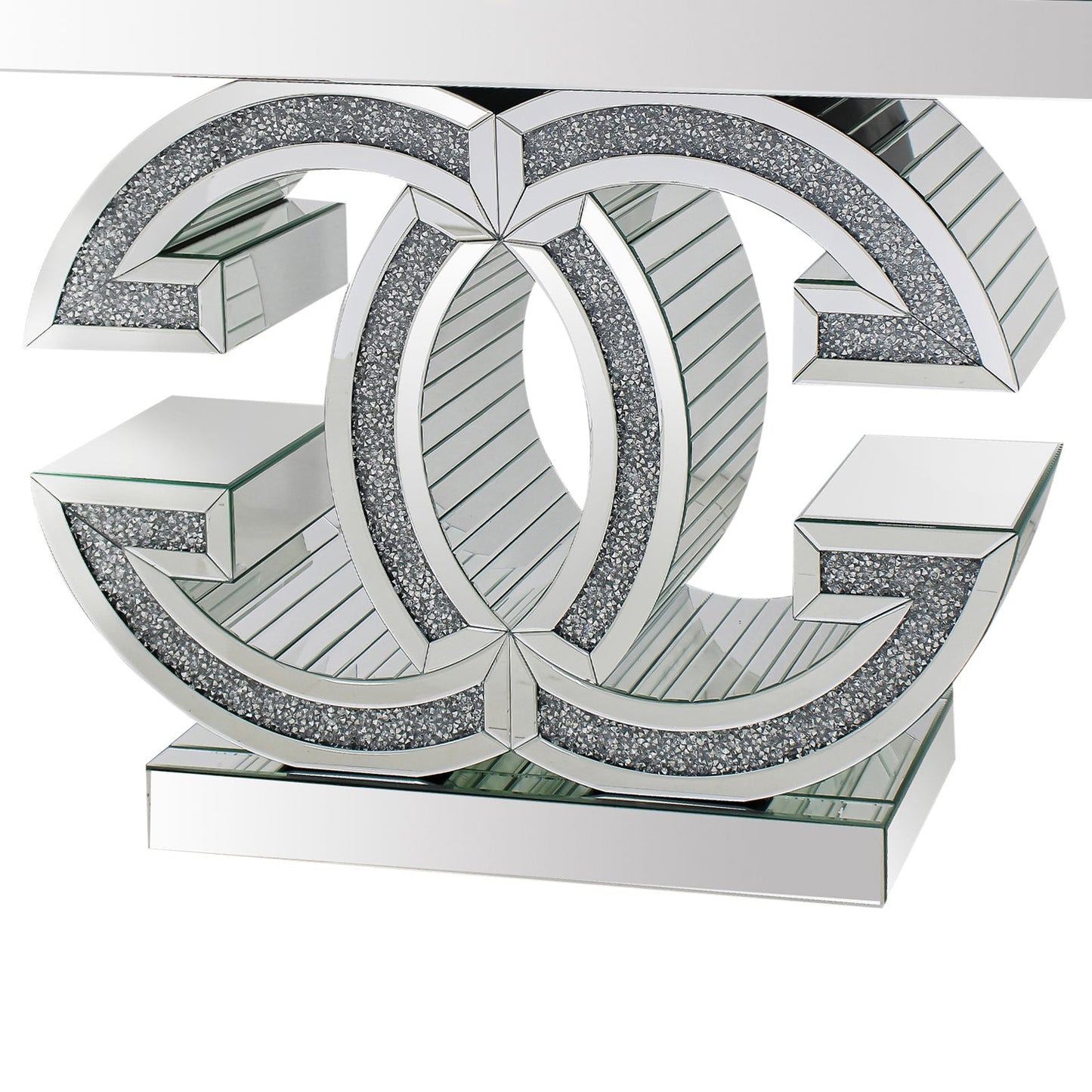 Hall Table MDF & Mirror & Crushed Acrylic Diamonds Silver Colour