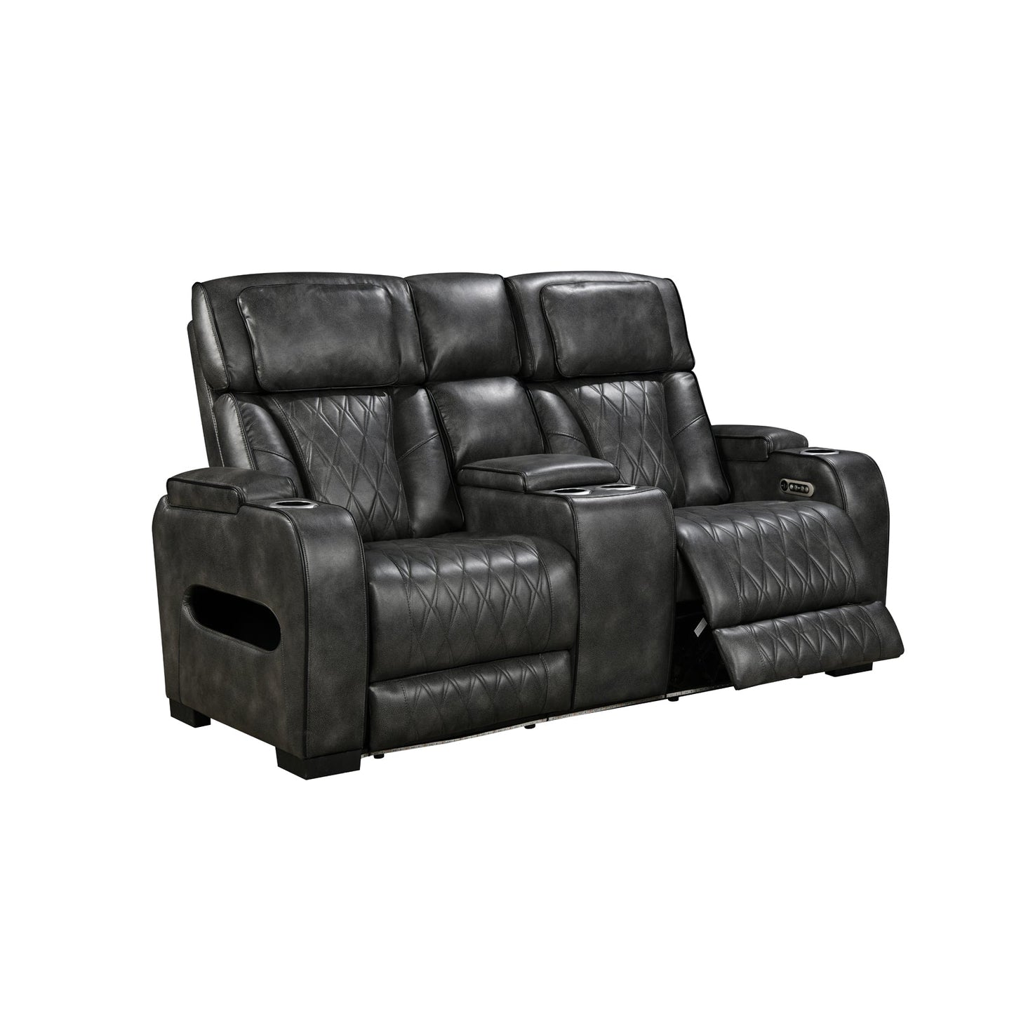 2 Seater Electric Air Leather Dark Grey Recliner