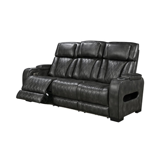 3 Seater Electric Air Leather Dark Grey Recliner