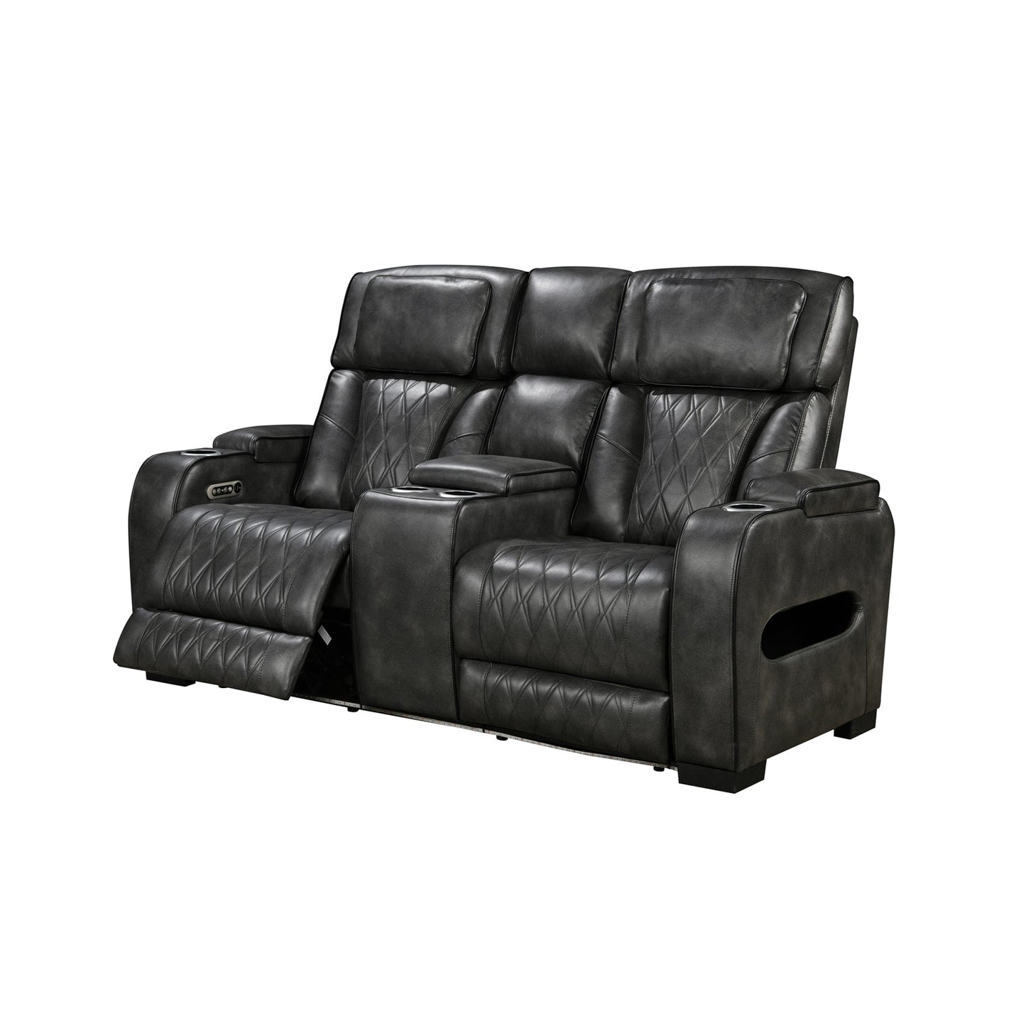 3-2-1 Seater Electric Air Leather Dark Grey Recliner Set