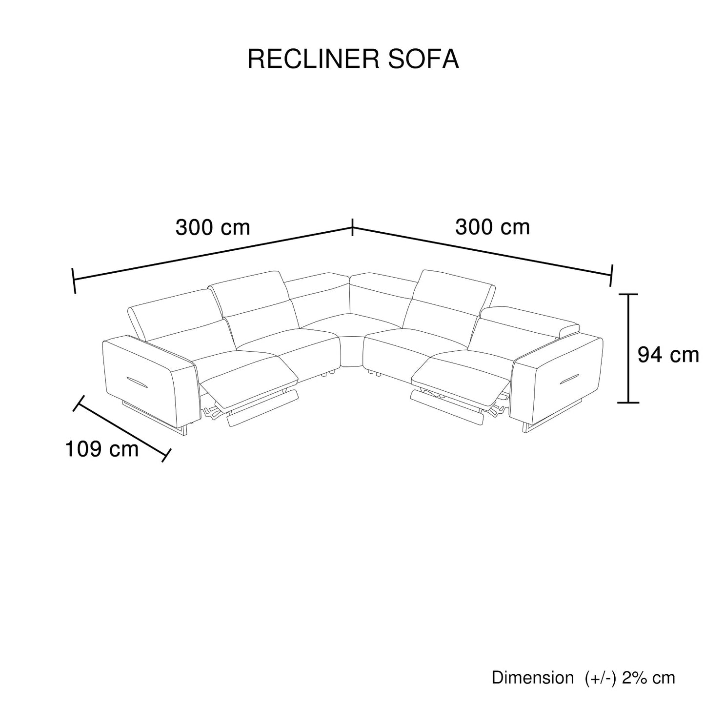 5 Seater Real Cow Leather Sofa with Power Recliner Adjustable Headrest Wooden Frame Corner Lounge