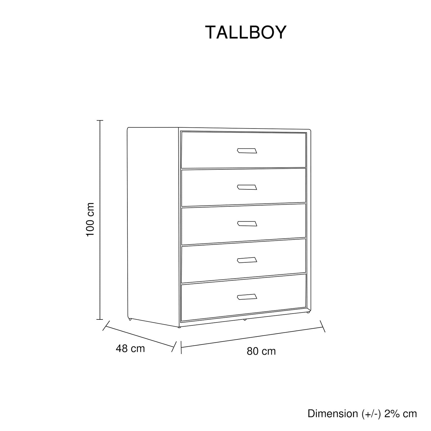 Estella Tallboy MDF Construction Fabric Upholstery Iron Feet