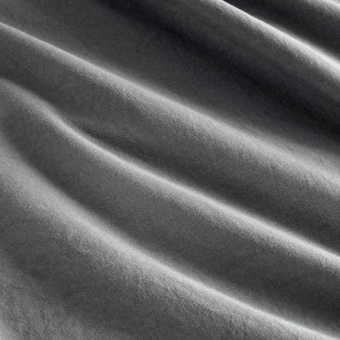 100% Vintage Washed Microfibre Fitted Sheet Set – Ultra Soft & Lightweight All-Season Fitted Sheet with 1 Pillowcase (Grey, Single Size)