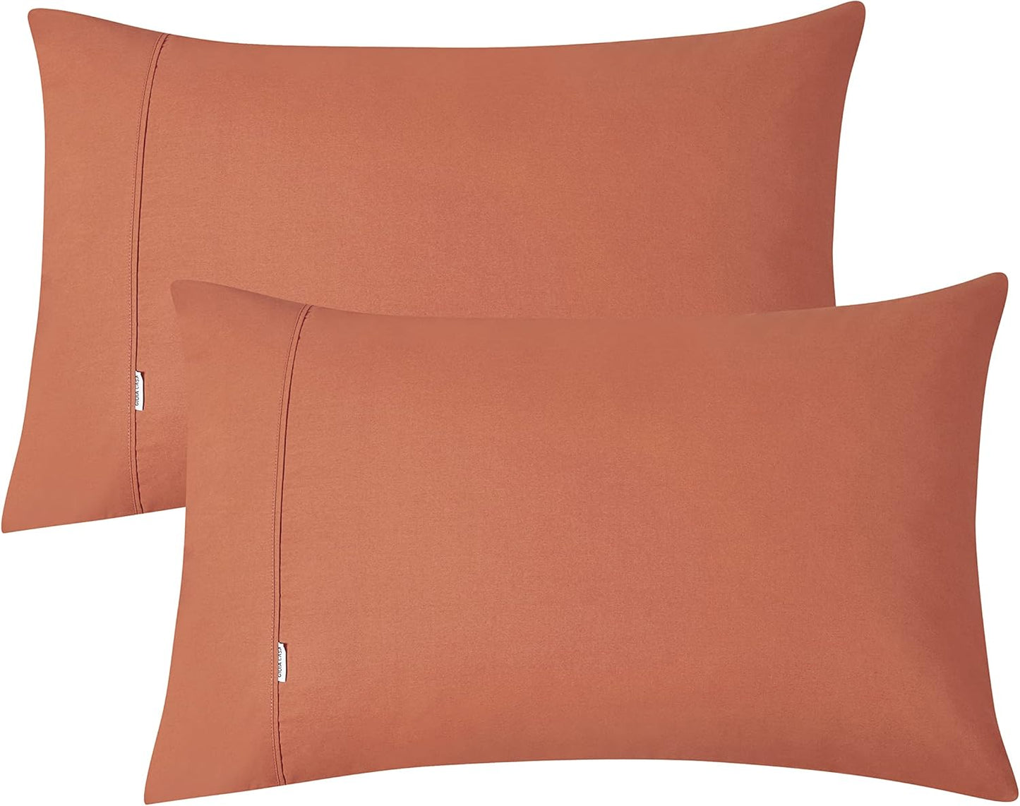 100% Vintage Washed Cotton Fitted Sheet Combo Set – 100% Natural Cotton, Ultra Soft & Breathable – Includes Fitted Sheet & Pillowcases – Machine Washable (Brick, Queen)